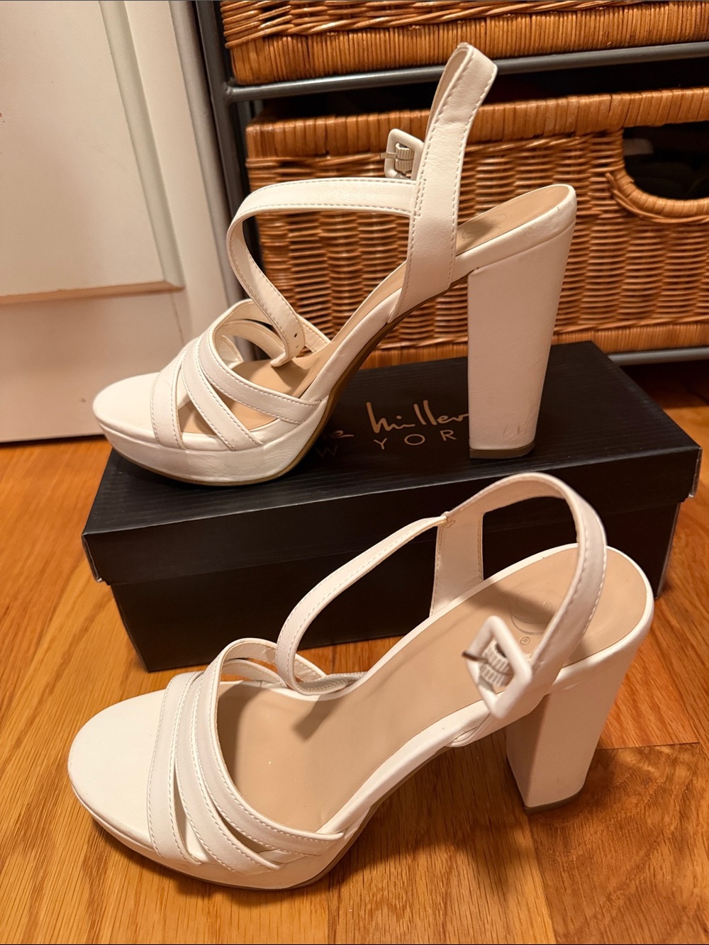 White Strappy Block Heel Sandals